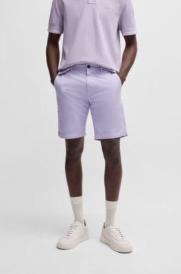 Slim fit-shorts i bomullstwill med stretch, Ljuslila