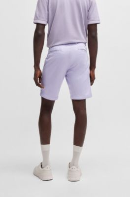 Slim-fit shorts in stretch-cotton twill, Light Purple