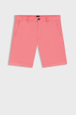 Slim-fit shorts in stretch-cotton twill, Light Red