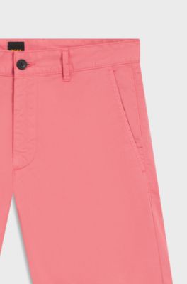 Slim-fit shorts in stretch-cotton twill, Light Red