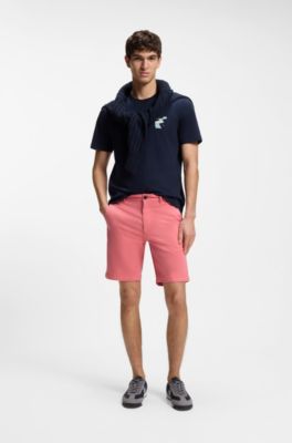 Slim-fit shorts in stretch-cotton twill, Light Red