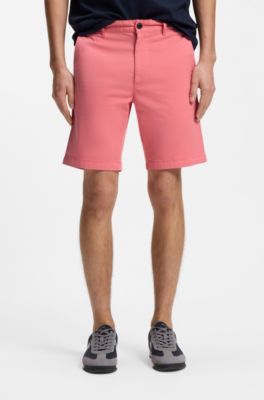 Slim-fit shorts in stretch-cotton twill, Light Red