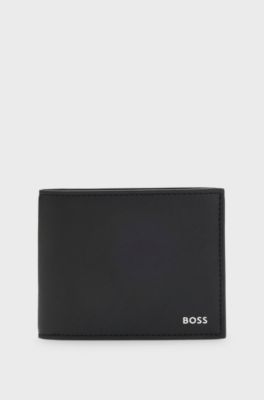 Wallet with silver-foil logo print, Black
