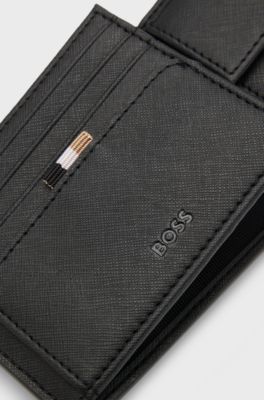 Wallet with silver-foil logo print, Black