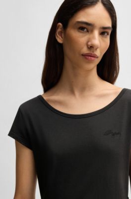 Maxi dress in cotton jersey and poplin, Black