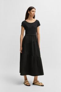 Maxi dress in cotton jersey and poplin, Black