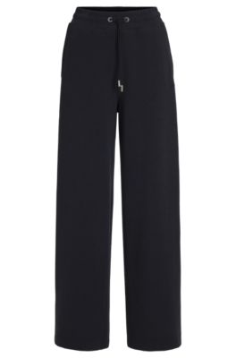 Wide-leg tracksuit bottoms in stretch fabric, Dark Blue