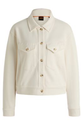 Stretch-jersey jacket with rear pleats, Natural