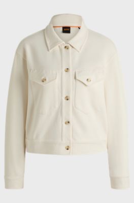 Stretch-jersey jacket with rear pleats, Natural