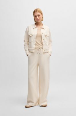 Stretch-jersey jacket with rear pleats, Natural