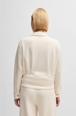 Stretch-jersey jacket with rear pleats, Natural