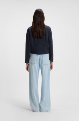 Stretch-jersey jacket with rear pleats, Dark Blue