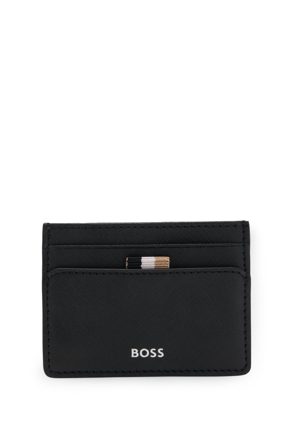 Card holder with foil-embossed logo