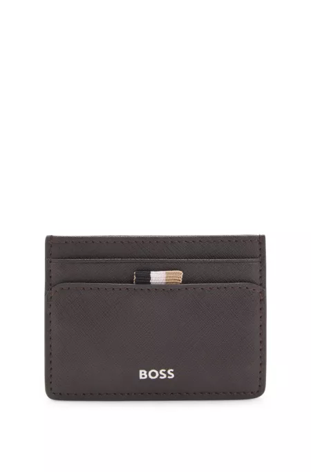 Card holder with foil-embossed logo