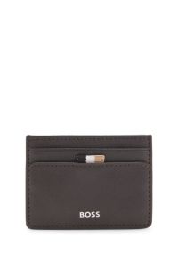 Card holder with foil-embossed logo, Dark Brown