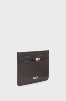 Card holder with foil-embossed logo, Dark Brown