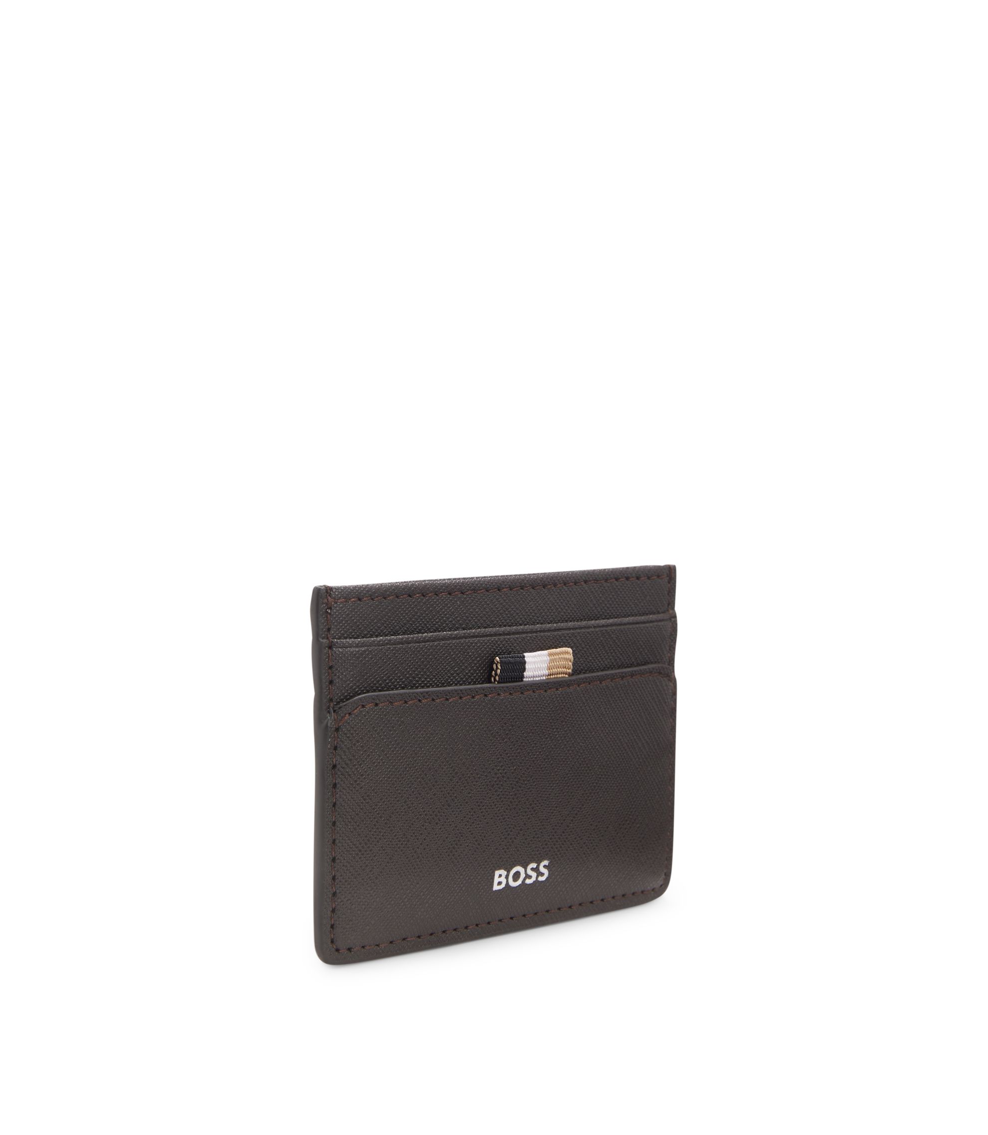 BOSS Card holder with foil-embossed logo Dark Brown