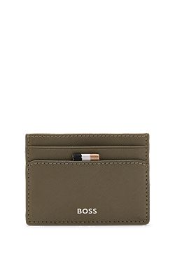 Card holder with foil-embossed logo