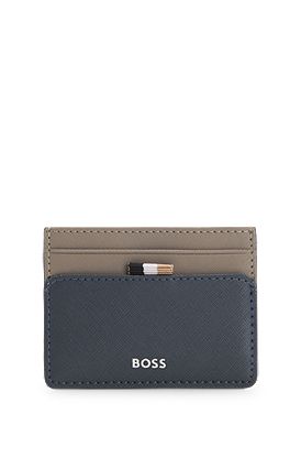 Card holder with foil-embossed logo