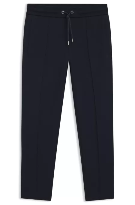 Modern-fit tracksuit bottoms in cotton-linen piqué