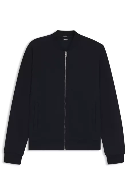 Zip-up sweatshirt in cotton-linen piqué