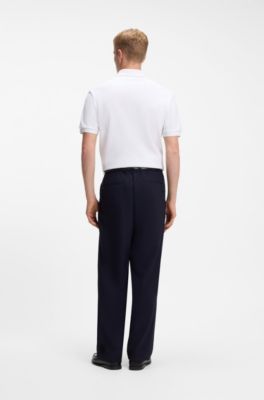 Cotton-blend polo shirt with waffle structure, White
