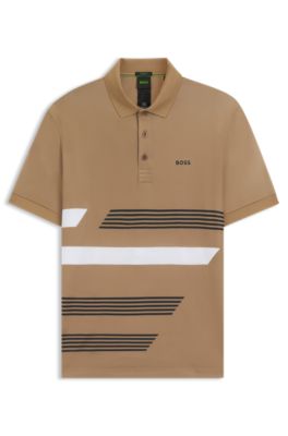 Paddy stretch-jersey polo shirt with stripe print, Beige