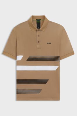 Paddy stretch-jersey polo shirt with stripe print, Beige