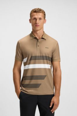 Paddy stretch-jersey polo shirt with stripe print, Beige