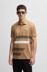 Paddy stretch-jersey polo shirt with stripe print, Beige