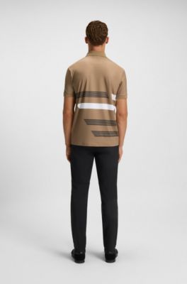 Paddy stretch-jersey polo shirt with stripe print, Beige