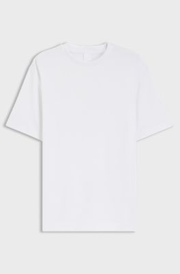 Mercerised cotton-blend T-shirt with waffle structure, White