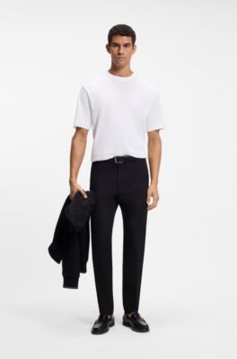 Mercerised cotton-blend T-shirt with waffle structure, White