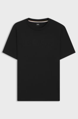 Cotton-jersey T-shirt with logo artwork, Black