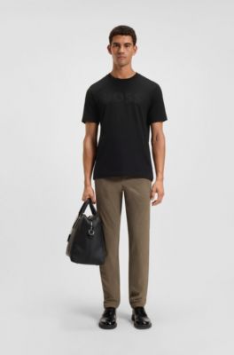 Cotton-jersey T-shirt with logo artwork, Black