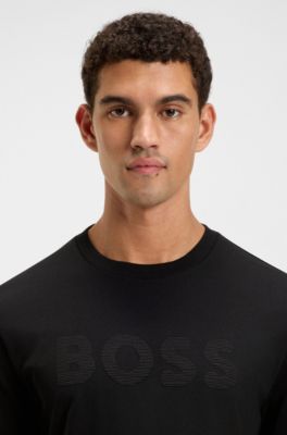 Cotton-jersey T-shirt with logo artwork, Black