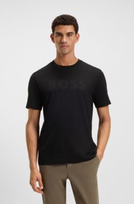 Cotton-jersey T-shirt with logo artwork, Black