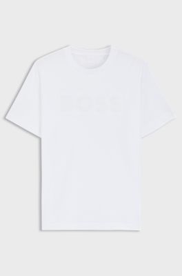 Cotton-jersey T-shirt with logo artwork, White