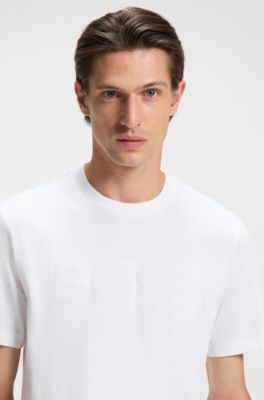 Cotton-jersey T-shirt with logo artwork, White