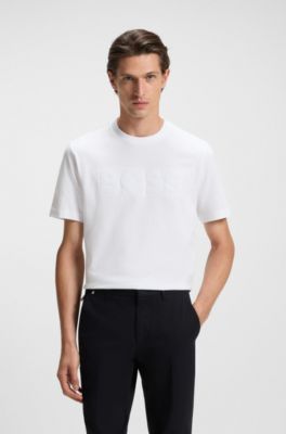 Cotton-jersey T-shirt with logo artwork, White
