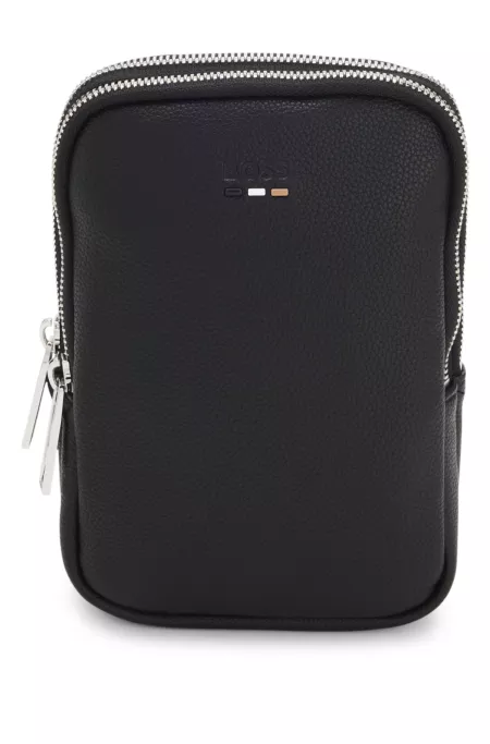 Faux-leather shoulder bag with logo detail