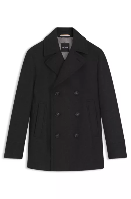 Slim-fit double-breasted short coat in a wool blend