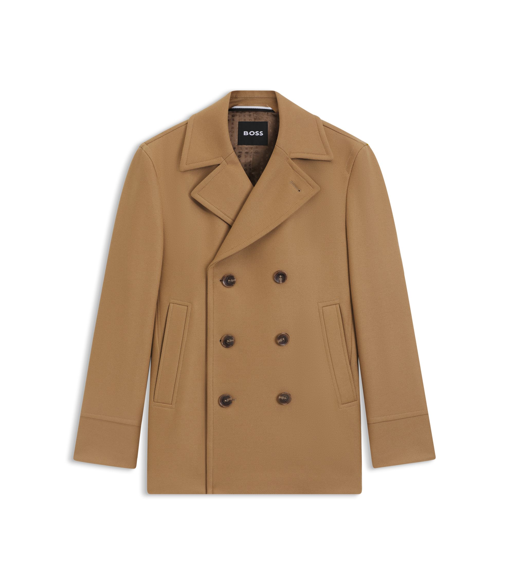 美品 HUGO BOSS ヘリンボーン チェスターコート ダブル ウール 46 美品 HUGO BOSS ヘリンボーン チェスターコート ダブル ウール