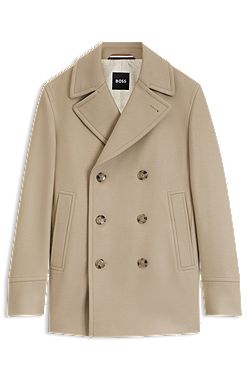 Slim-fit double-breasted short coat in a wool blend