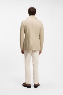 Slim-fit double-breasted short coat in a wool blend, Light Beige