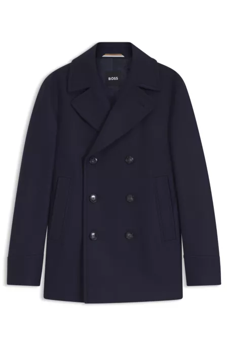 Manteau court croisé Slim en laine mélangée