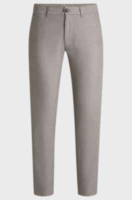 Slim-fit trousers in stretch twill, Light Beige