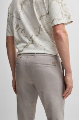 Slim-fit trousers in stretch twill, Light Beige
