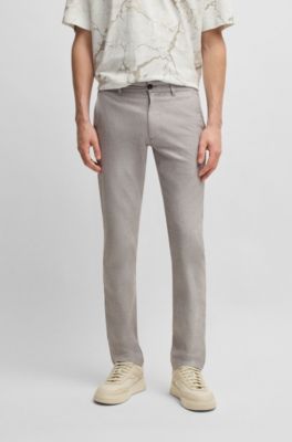 Slim-fit trousers in stretch twill, Light Beige