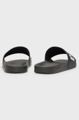 Italian-made slides with large logo detail, Black